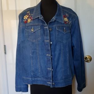 Embroidered North Style Jean Jacket - Size 2X